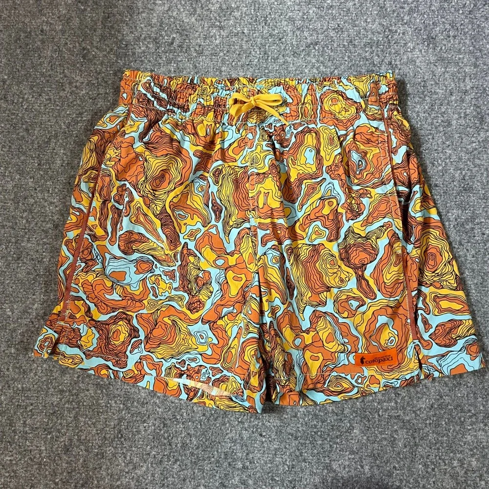 Cotopaxi Swim Shorts Small Orange Topographic Map Print Drawstring 5